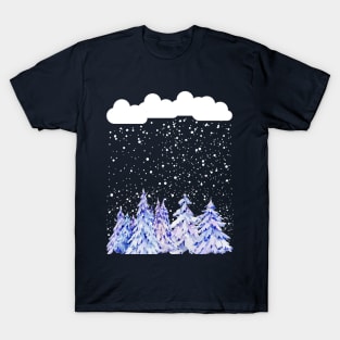 snowfall in forest fresh snowfall forest winter wonderland snowing T-Shirt